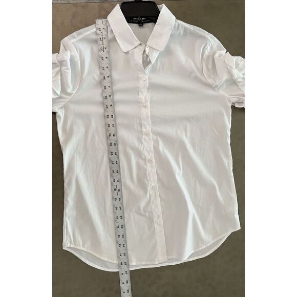 ANTONIO MELANI ASHTON BLOUSE Women Sz Small WHITE Ruffle Button Down - Picture 13 of 13